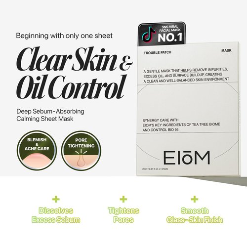 Trouble Patch Mask - Hydrocolloid Full Face Acne Mask for Pimple-Prone Skin | Oil-Absorbing Treatment (20ml x 4)