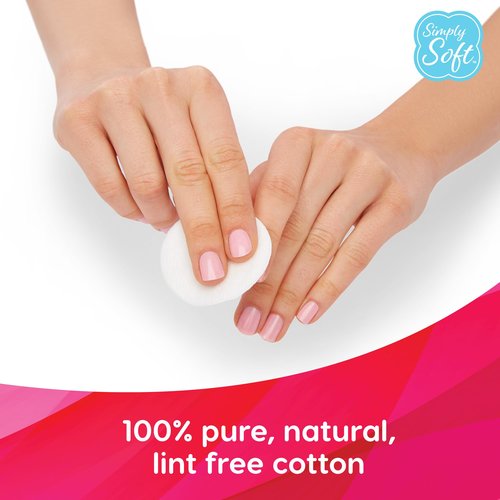 Simply Soft Aloe Infused Premium Cotton Rounds, 80 count (Pack of 6), Hydrating Aloe Vera, 100% Pure cotton, absorbent cotton pads, Moisturizes and soothes sensitive skin, Hypoallergenic