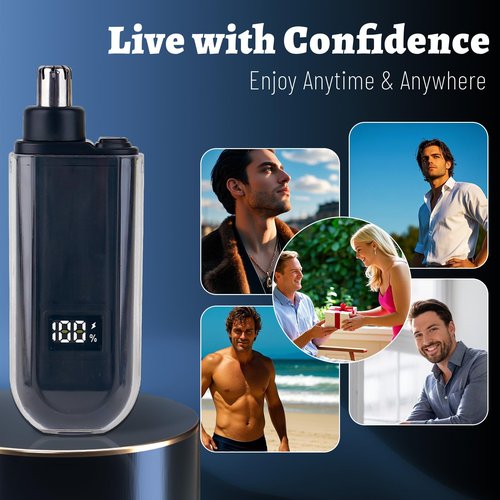 Mendaping Nose and Ear Hair Trimmer for Men, 2025 Nose Hair Trimmer Clipper with LED Display for Women, Professional IPX7 Waterproof Dual Edge Blades Nasal Trimmer Clippers for Travel (Black)