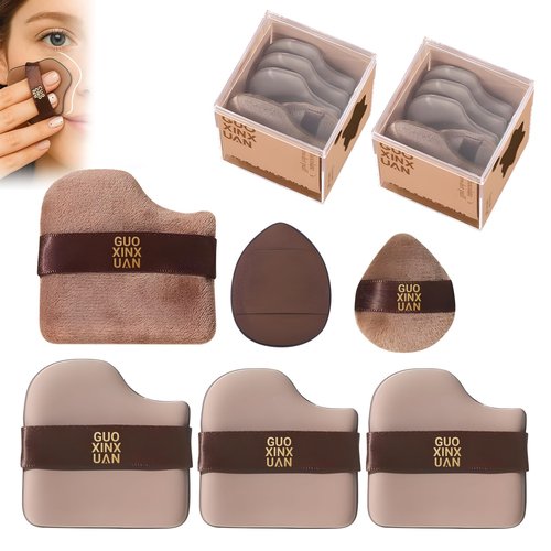 2 Box Chocolate Color Quick Makeup Foundation Puff Set，Sponge Air Cushion Powder Puff，Mini Powder Puff Collection (1 Box of 6 PCs)