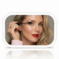 Fancii Car Sun Visor Makeup Mirror with Light, Rechargeable, 3 Color Modes, Dimmable, Adjustable Strap Clip-On Vanity Mirror, Universal fit, Built-in Kickstand (Juni 2) - White