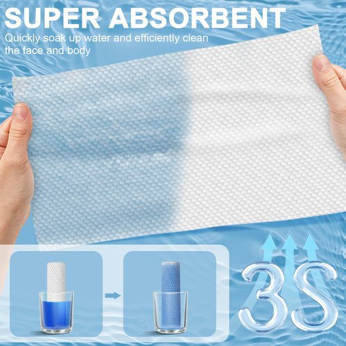 Heyface Compressed Towels Tablets (11.8" x11") 50 Bulk Set Disposable Compressed Washcloths for Travel & Camping, Soft Compressed Face Towel with Waterproof Case for Daily Use & Camping Essentials