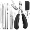 Modacraft 11-Piece Toenail Care Kit - Effective Ingrown Toenail Treatment with Toenail Clippers for Thick Toenails, Corrector & Other Pedicure Tools for Feet and Hand