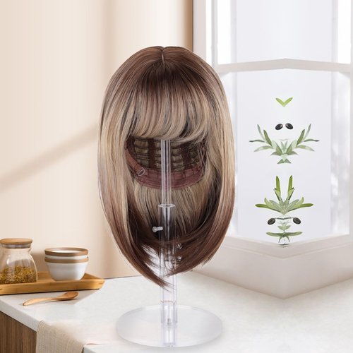 poipoilu 2Pcs Acrylic wig Hat Display Stand Adjustable for Styling and Display, Clear Clear Acrylic Display stand Holder for wig and hat Shop window display (Transparent, 2PCS)