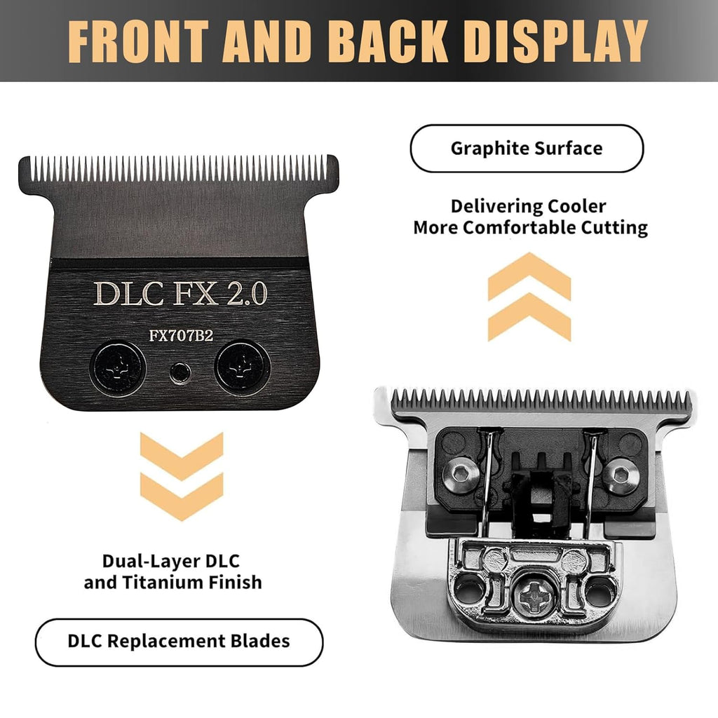 BaByliss PRO FX707Z Replacement Trimmer Blades - DLC 2.0 Compatible with FX787 & FX726 | Black - 1PC