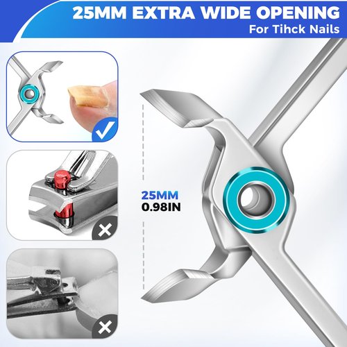 Toenail Clippers for Thick Toenails for Seniors, Slanted Nail Clippers for Men Thick Ingrown Nails with Wide Jaw Opening, Heavy Duty Curved Large Fingernail Ingrown Toenail Clippers