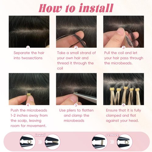 Eliysako Microlink Hair Extensions Human Hair 50g/pack Golden Brown mix Bleach Blonde 18inch Micro Loop Microbead Hair Extensions Real Smooth Human Hair Cold Fusion