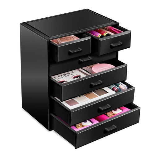 Sorbus Acrylic Makeup Organizer - Organization and Storage Case for Cosmetics Make Up & Jewelry - Large Makeup Organizer for Vanity, Bathroom, College Dorm, Closet, Desk (4 Large, 2 Small Drawers)