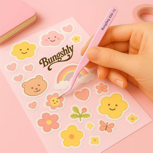Pink Tweezers Set – Precision Rhinestone, Nail Sticker & Charm Tweezers for Nail Art, DIY Nail Art Tools for Stickers, Decals, Ideal for Gel Nails, Flower, Heart, and Fruit Designs