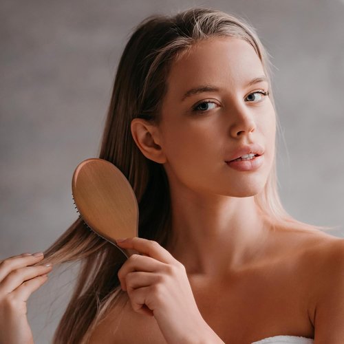 RED Premium Evergreen Wooden Paddle Brush - Detangling Hair Brush for All Hair Types (Oval)