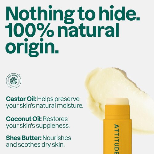 ATTITUDE Lip Balm Duo - EWG Verified Moisturizing Lip Care with Castor Oil & Shea Butter | Vegan, 0.14 Oz (Pack of 2)