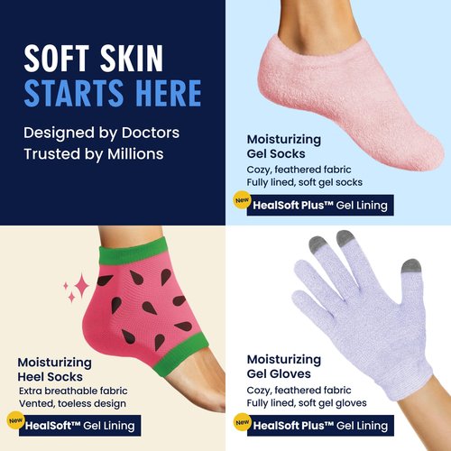 Dr. Frederick's Original Moisturizing Heel Socks for Dry Cracked Heels Treatment - 3 Pairs - Infused with Coconut Oil and Mango Butter - Stocking Stuffers for Adults - Summer Print