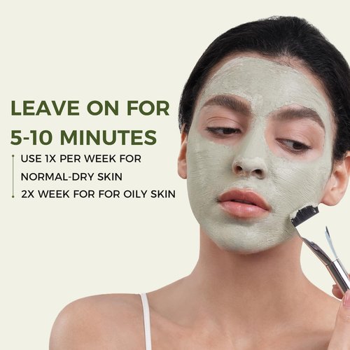 CHANDO HIMALAYA Purifying Green Tea Mask, Natural Facial Clay Mask Deep Pore Cleansing with Green Tea Extract and Portulaca Extract, for Clogged Pores, Detoxifies & Balance Oil, 3.52 fl.oz