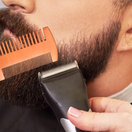 3 Pieces Beard Comb for Men Natural Sandalwood Wooden Mustaches Combs Dual Action Teeth Beard Comb with 3 Pieces Pocket Faux Leather Case for Beards Mustaches(Yellow)