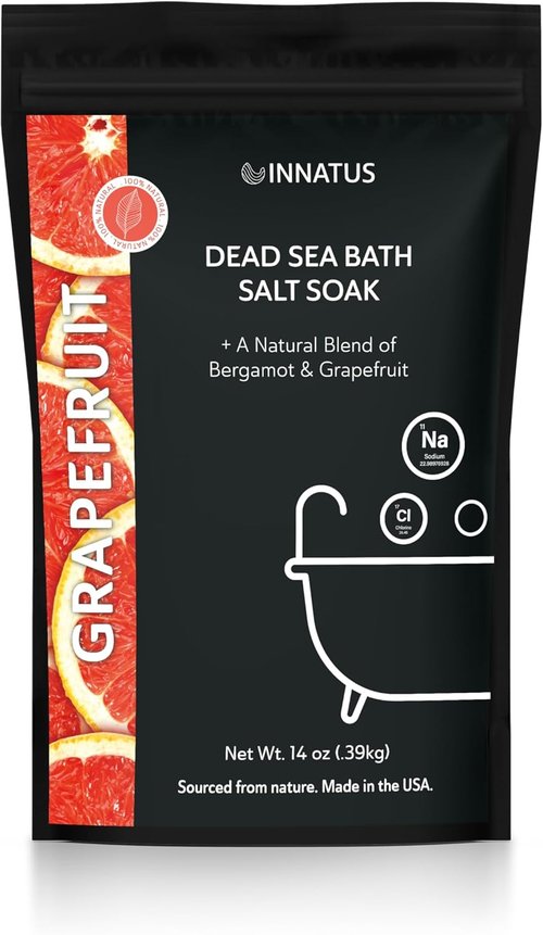 Dead Sea Bath Salt Soak - 21 Minerals for Relaxation & Detox - 14oz Grapefruit Infused Essential Oils