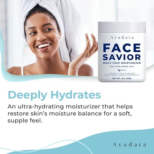 Ayadara Acne Facial Moisturizer - Advanced Oil Control Cream for Oily Skin | Hydrating 2 fl oz Solution