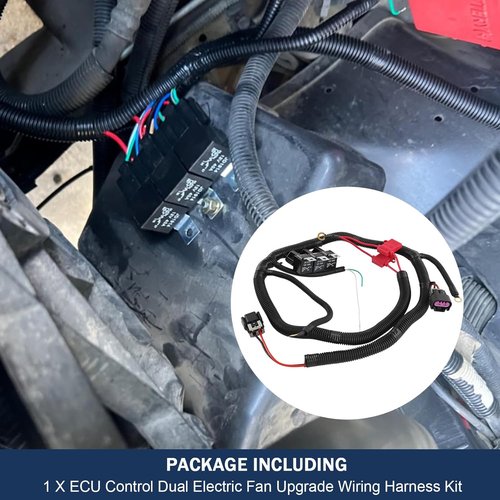 CARMOCAR Electric Dual Fan Wiring Harness Kit - Upgrade for 1999–2006 GM ECU Control Cooling Fans