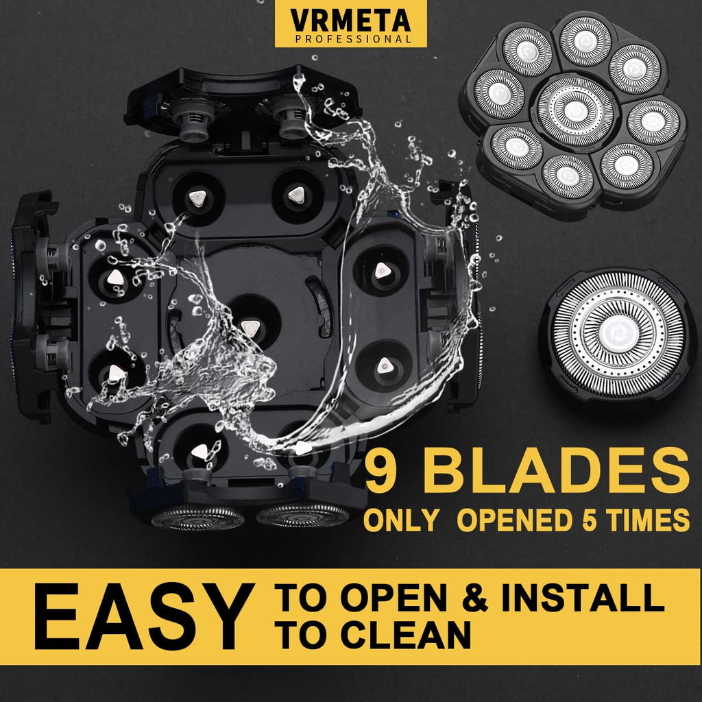 VRMETA Upgraded Version 9 Blades Electric Razor Shaver Heads