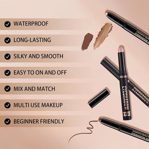 Skiennix Matte Cream Eyeshadow Stick - Waterproof, Long-Lasting, High Pigment | 1 Caramel