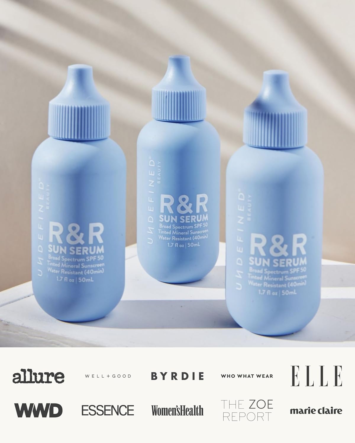 Undefined R&R Sun Serum SPF 50 - Mineral Sunscreen with Niacinamide & Blue Light Defense | Light Tint