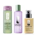 Clinique 3-Step Face Care Set - Liquid Soap, Exfoliating Lotion & Moisturizer for Dry Skin