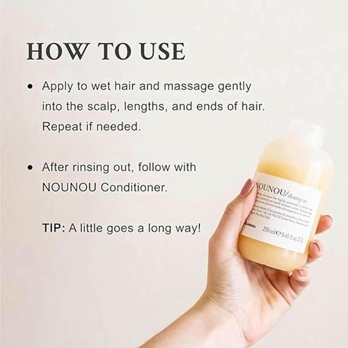 Davines NOUNOU Shampoo - Hydrating Deep Cleanser for Bleached & Damaged Hair | 8.45 Fl Oz