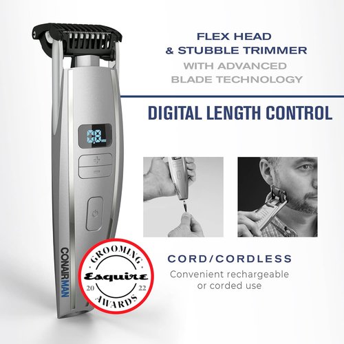 ConairMAN Beard Trimmer - Wet/Dry Face & Mustache Grooming Tool with 15 Precise Settings