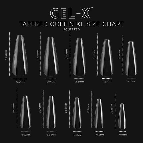 Apres Nail Gel-X Sculpted Coffin Extra Long Box of Tips | 250 Gel-X Tips | Premium Quality | 10 Sizes 0-9 | No Size 00 Included | 2022 Version