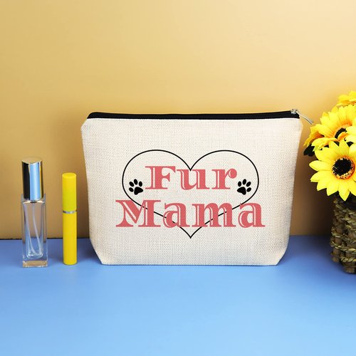 Fur Mama Gifts Dog Cat Lover Gift Makeup Bag for Women Animals Lover Gift Cosmetic Bag Dog Mom Gifts Veterinarian Gift Vet Techs Gifts Christmas Birthday Gift for Animals Lover Friends Travel Pouch