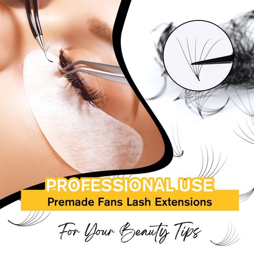 500 Premade Fans Lash Extension 10D 0.05 D Curl Promade Fans 12mm Premade Lash Fans for Eyelash Extension Middle Stem Handmade Loose Pre made Eyelash Fans Volume Soft Pointy Base (10D,0.05-D-12MM)