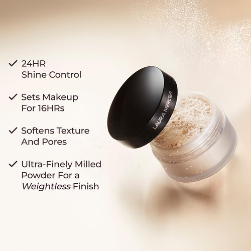 Laura Mercier Translucent Loose Setting Powder, 24HR Shine Control, Infused with Vitamins C + E, Soft Matte Finish, Normal to Oily Skin, 4 Shades for Virtually All Skin Tones, Holiday Gift Set