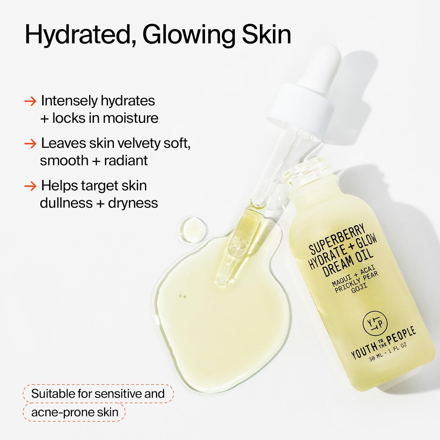 Youth To The People Superberry Glow Dream Face Oil - Revives Dull Skin, Hydrating & Lightweight, 1 fl oz