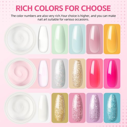 COSCELIA Acrylic Nail Kit for Beginners with Everything Professional Nails Kit Acrylic Set with Drill and U V Light Glitter Powder Decorations Rhinstones DIY Gifts for Women