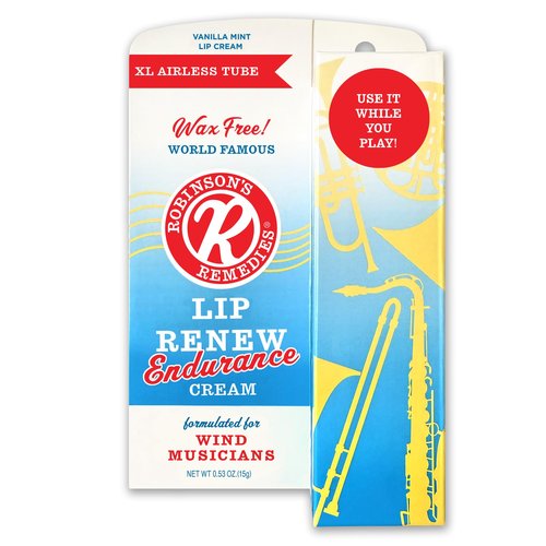 Robinson's Remedies Lip Renew Endurance Cream for Wind Musicians (15ml cosmetic tip airless bottle)