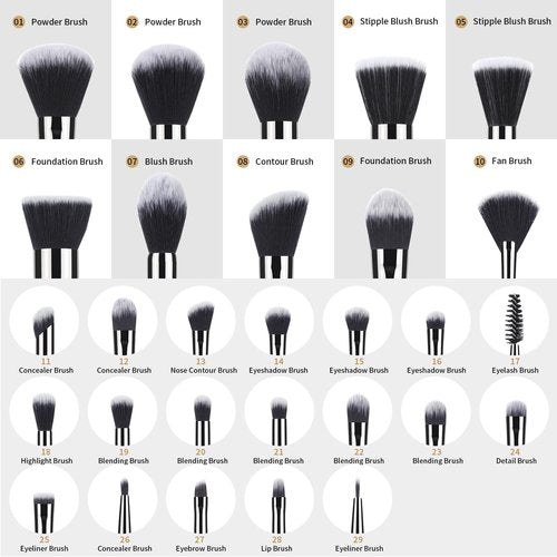 Make up Brushes set 29pcs MSQ Professional Cosmetics Brushes with Adjustable Belt Makeup Bag Foundation Powder Brush Eye Shadows Brushes Concealer Blending Brushes for Women/Girls/Artists/Holiday gift