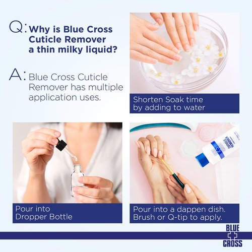 Blue Cross Cuticle Remover & Softener Liquid - Hydrating Treatment for Dry Cuticles, 8oz