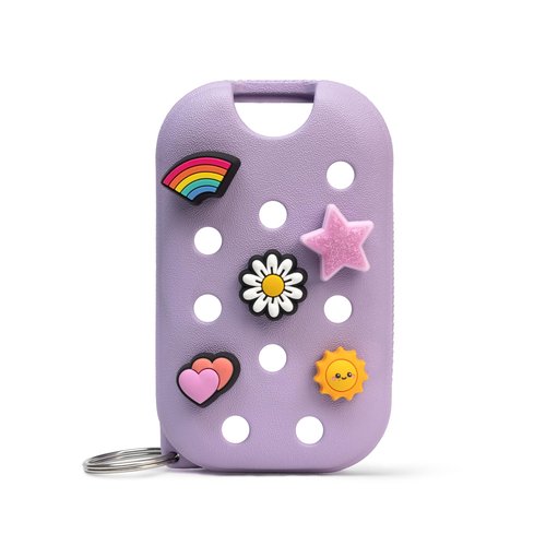 Touchland x Crocs Special Edition Mist Case 1 Fl. OZ., Stylish Hand Sanitizer Spray Accessory, with 5 JibbitzTM Charms and Keyring, Pixie Lavender Color