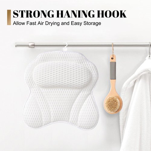 Bath Pillow Luxury Bathtub Pillow, 4D Bath Tub Pillows for Head, Neck and Back Support, Tub Pillow for Bathtub with 6 Non-Slip Suction Cups, Relaxing Bath Accessories Spa Gifts