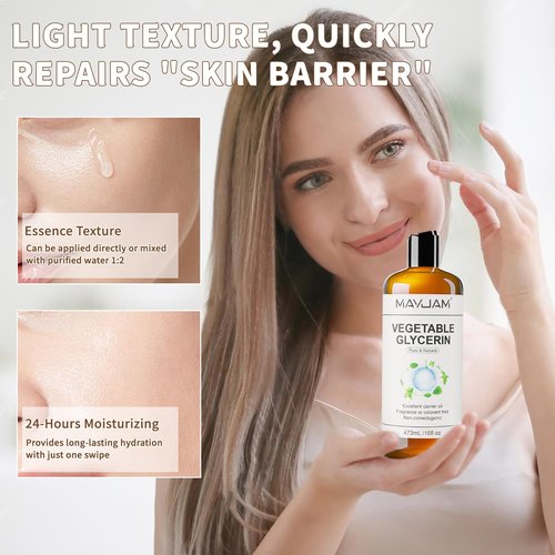 MAYJAM 100% Natural & Pure Vegetable Glycerine, 16 fl. oz. Vegetable Glycerin Liquid Body Oil for Skin, Face, Hair Care, Massage Oil for Moisturizing and Hair Benefits, Carrier Oil for Essential Oils