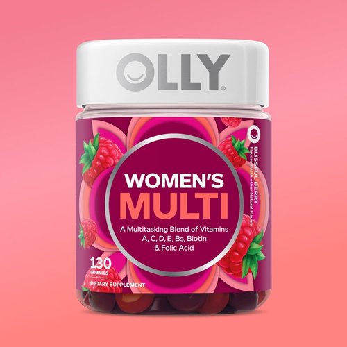 OLLY Daily Multivitamin Gummies - Chewable Vitamins A, D, C, E & Biotin, Berry Flavor | 130 Count (65 Day Supply)