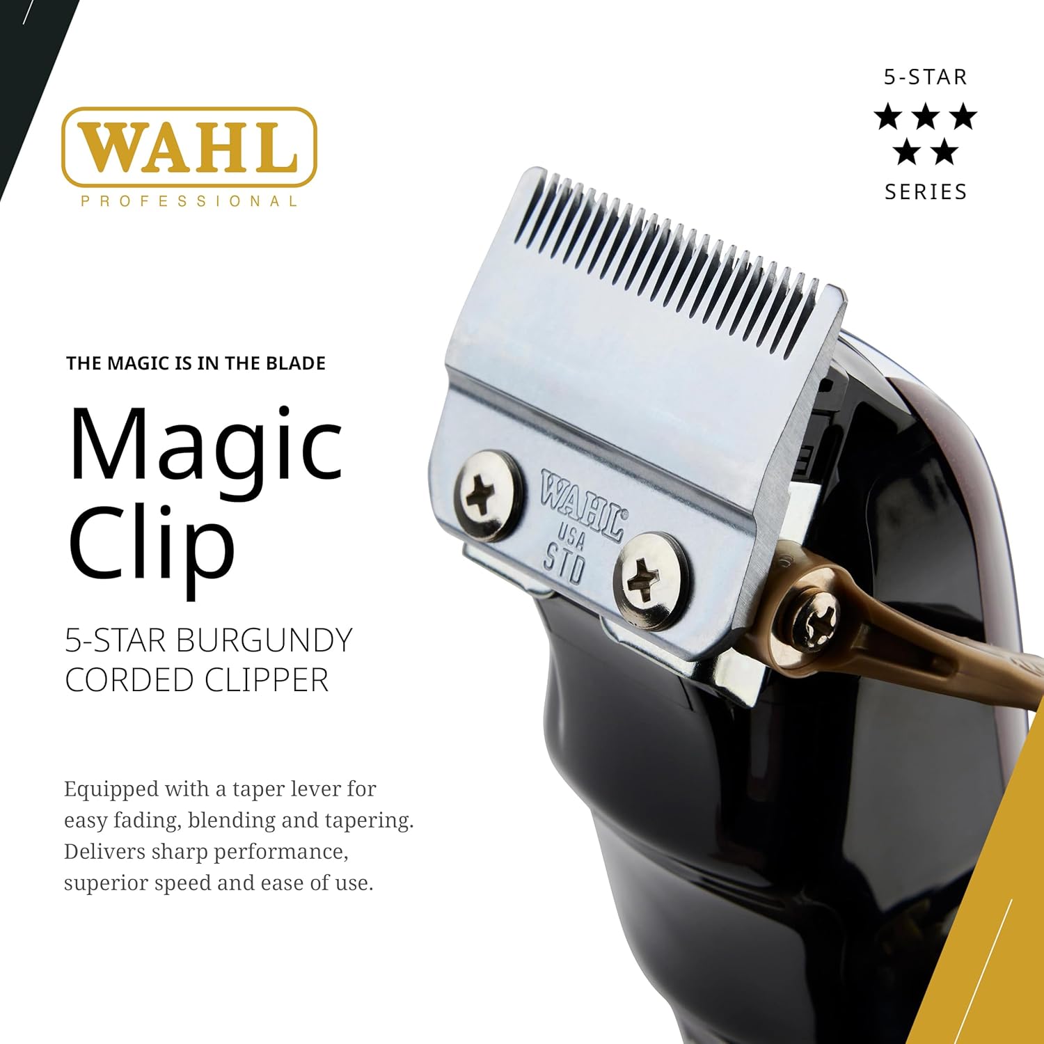Wahl Professional 5 Star Series Magic Clip - Precision Fade Clipper with Adjustable Blades, Chrome Finish
