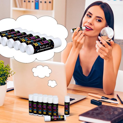 50 Pack Employee Appreciation Gifts Bulk Valentine Teacher Students Gifts Lip Balm Staff Team Coworker Appreciation Thank You Gift Moisturizing Lip Gloss for Women Men Teacher Staff(Balm)