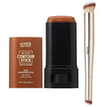 Kiss New York Airy Velvet Contour Stick - Medium Tan 0.70 Oz | Dual-Ended Brush Set & Lightweight Sculpting Cream