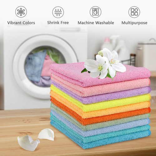 Orighty Washcloths, 20 Pack Microfiber Face Towels, Highly Absorbent and Soft Feel Wash Cloths & Hand Towels for Bathroom, Hotel, Spa, and Gym, 11.5x11.5 Inch, Multicolor
