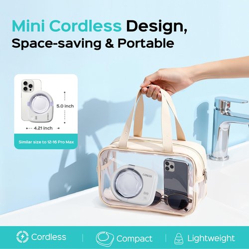 COSLUS C50 Sonic Retainer Cleaner Machine: Cordless Professional Dental Cleaning Pod for Retainer, Aligner, Night Guard Deep Cleaning - Rechargeable Mini Travel Design, Quiet for Home Use with Timer