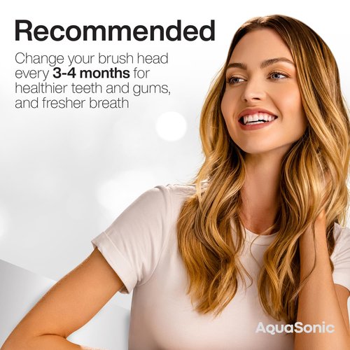 AquaSonic Genuine Standard Replacement Brush Heads | ADA Accepted | for Normal & Sensitive Teeth | Compatible with Many AquaSonic Toothbrush Handles (8 Pack Black)