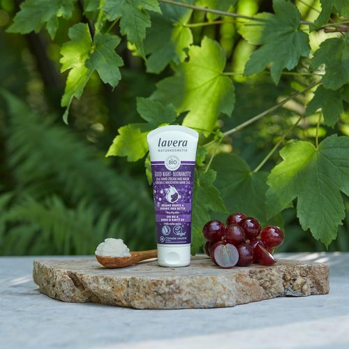 lavera Good Night 2in1 Hand Cream and Mask - natural cosmetics - vegan - certified - grape & shea butter - 2.5 Fl Oz