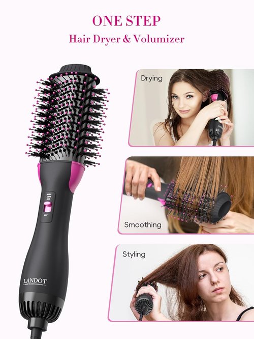Skiennix Hair Blow Dryer Brush - Fast Drying Volumizing Hot Air Brush | 60mm Oval Barrel for Salon-Quality Blowouts at Home