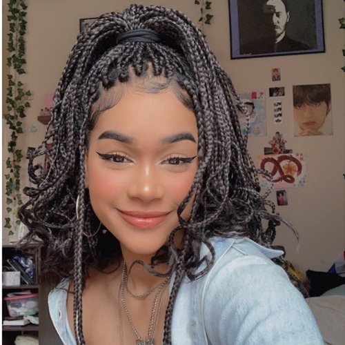 18 Inch Goddess Box Braids Crochet Braids Hair with Full Curly Braids Synthetic Premium Fiber Braiding Hair 5Packs/Lot 1B#