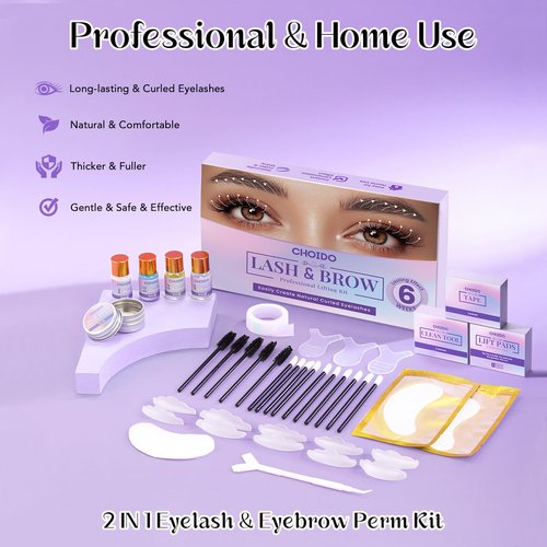 Lash Lift Kit - Eyelash Perm Kit - Eyebrow Lamination Kit, 2 in 1 Professional Eyelash Curling Lash Extension & Eyebrow Lift Kit, Eyelash Lift Kit Easy to Use for Salon & DIY Home Use, Lasts 6-8 Weeks